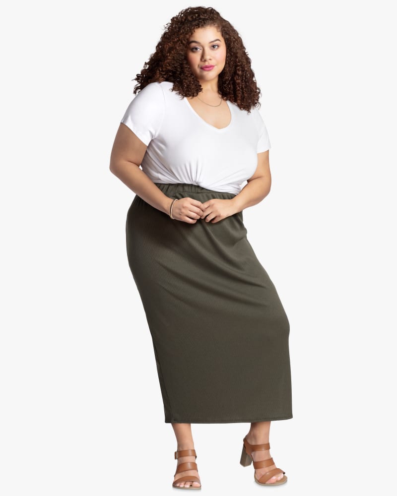 Willow Ribbed Maxi Pencil Skirt Olive Green Olive Green
